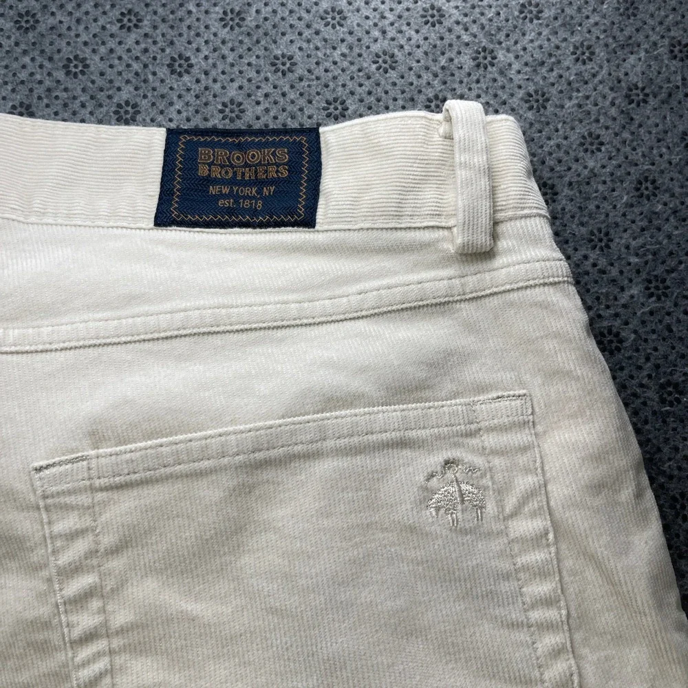 Bundle 2 Brooks Brothers Slim Fit Corduroy Pants Blue Cream Mens 38x30 Stretch